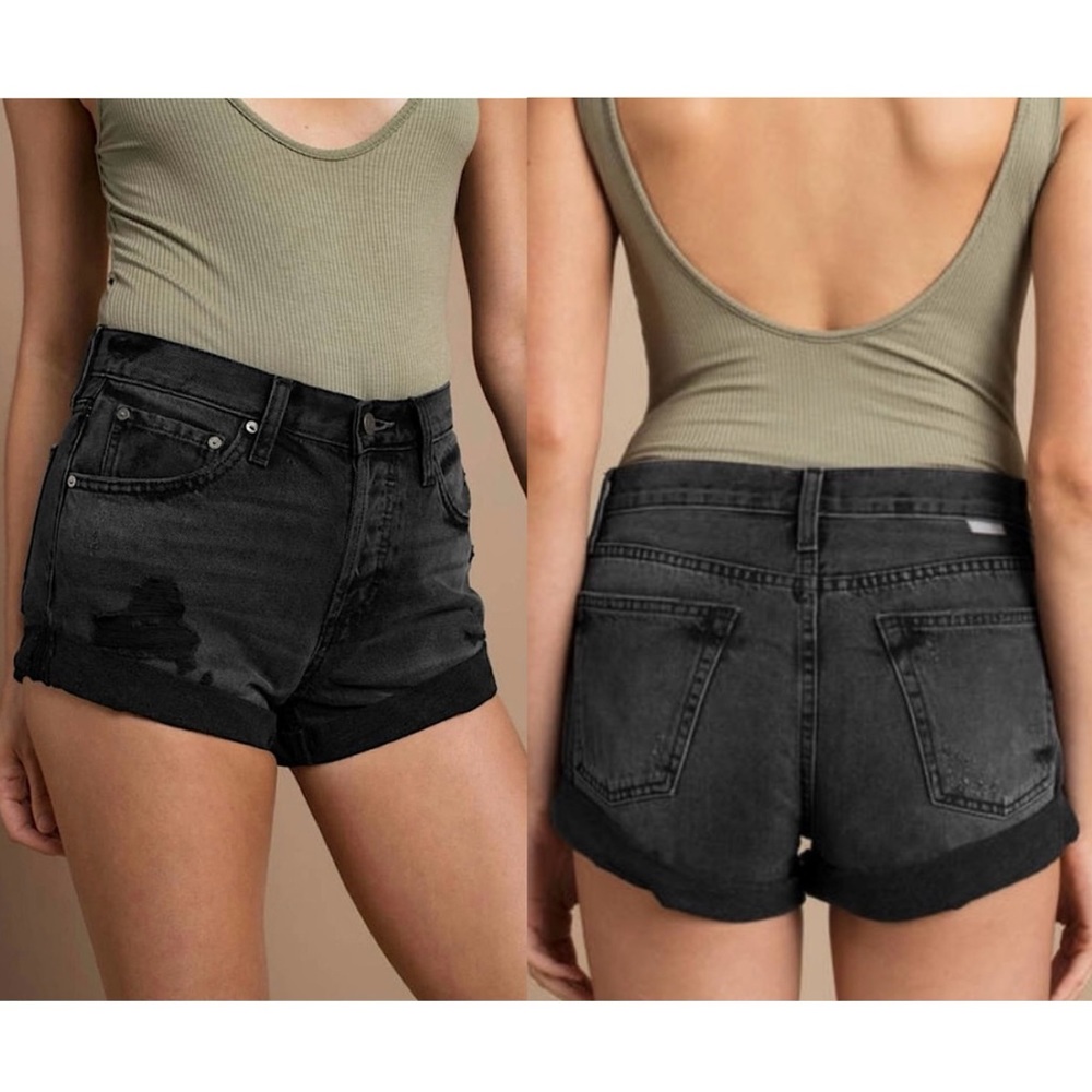 BOYISH Marley faded black distressed denim shorts Touch Of Evil 25 new NWT
